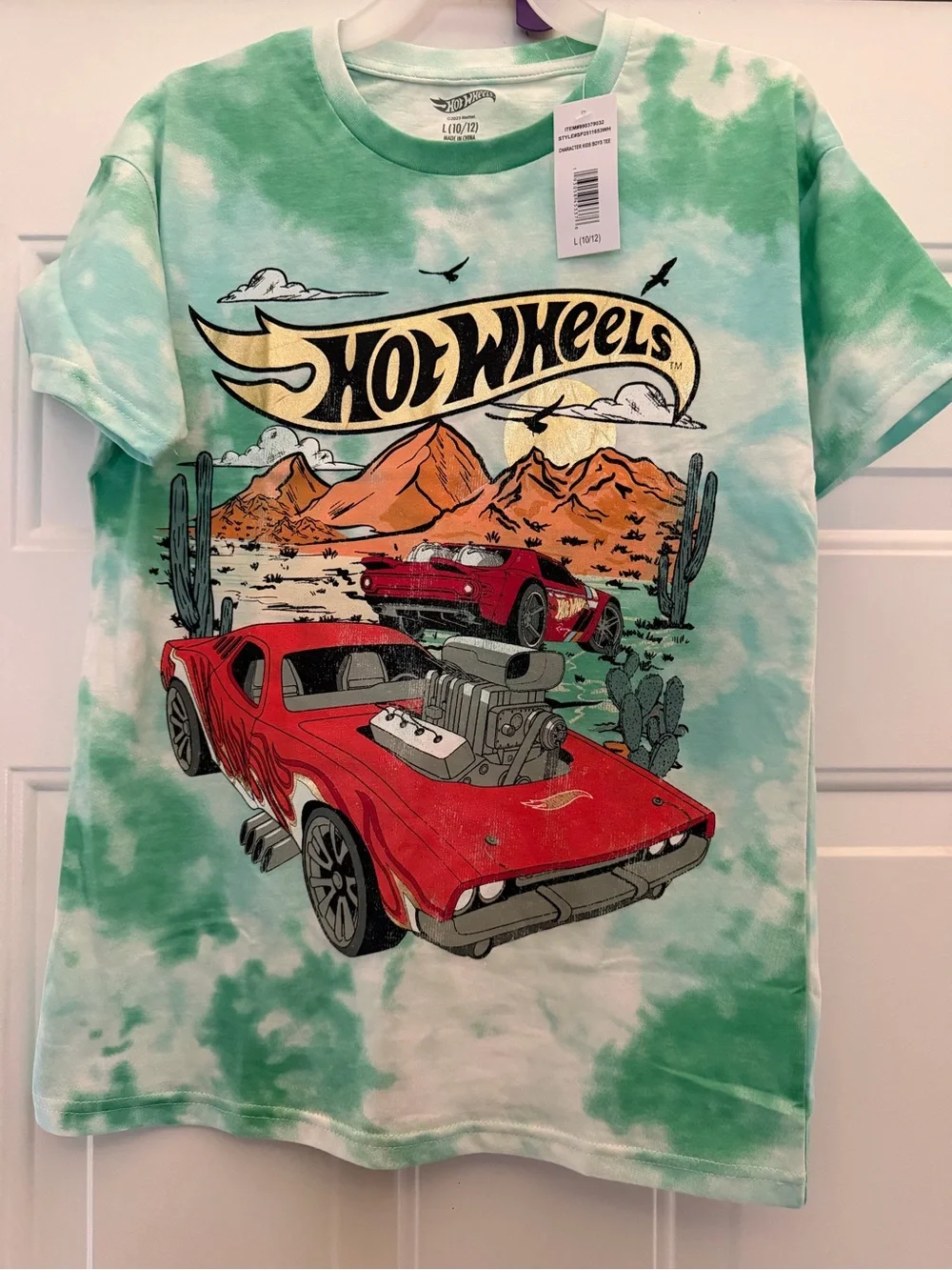 Hot Wheels Kids Tie-Dye Tee with Red Car Graphic